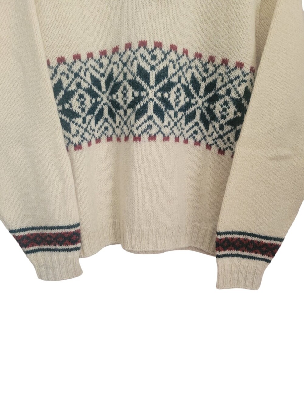 Vintage Lands' End Wool Fair Isle Sweater L Nordic Ski Lodge Made USA 90s - Picture 9 of 11